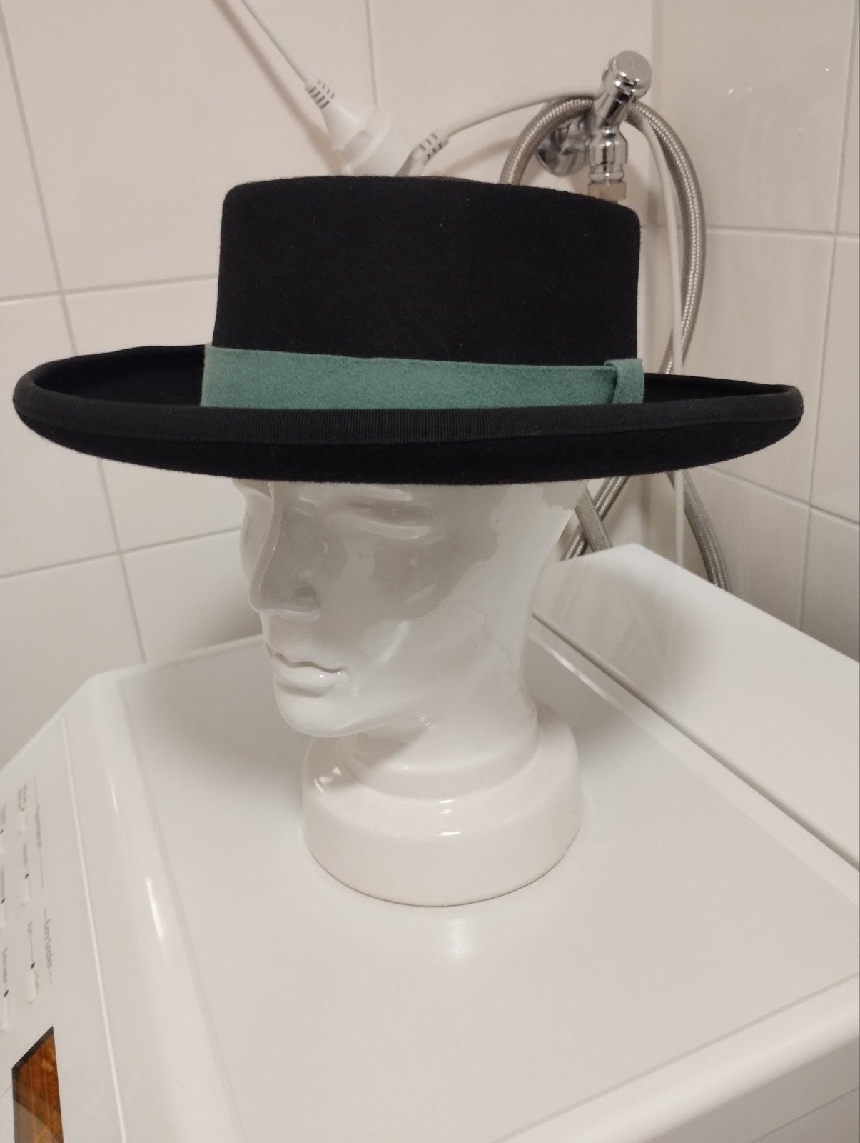 Vintage wide brim Franse pork pie hoed, Ophalen of Verzenden