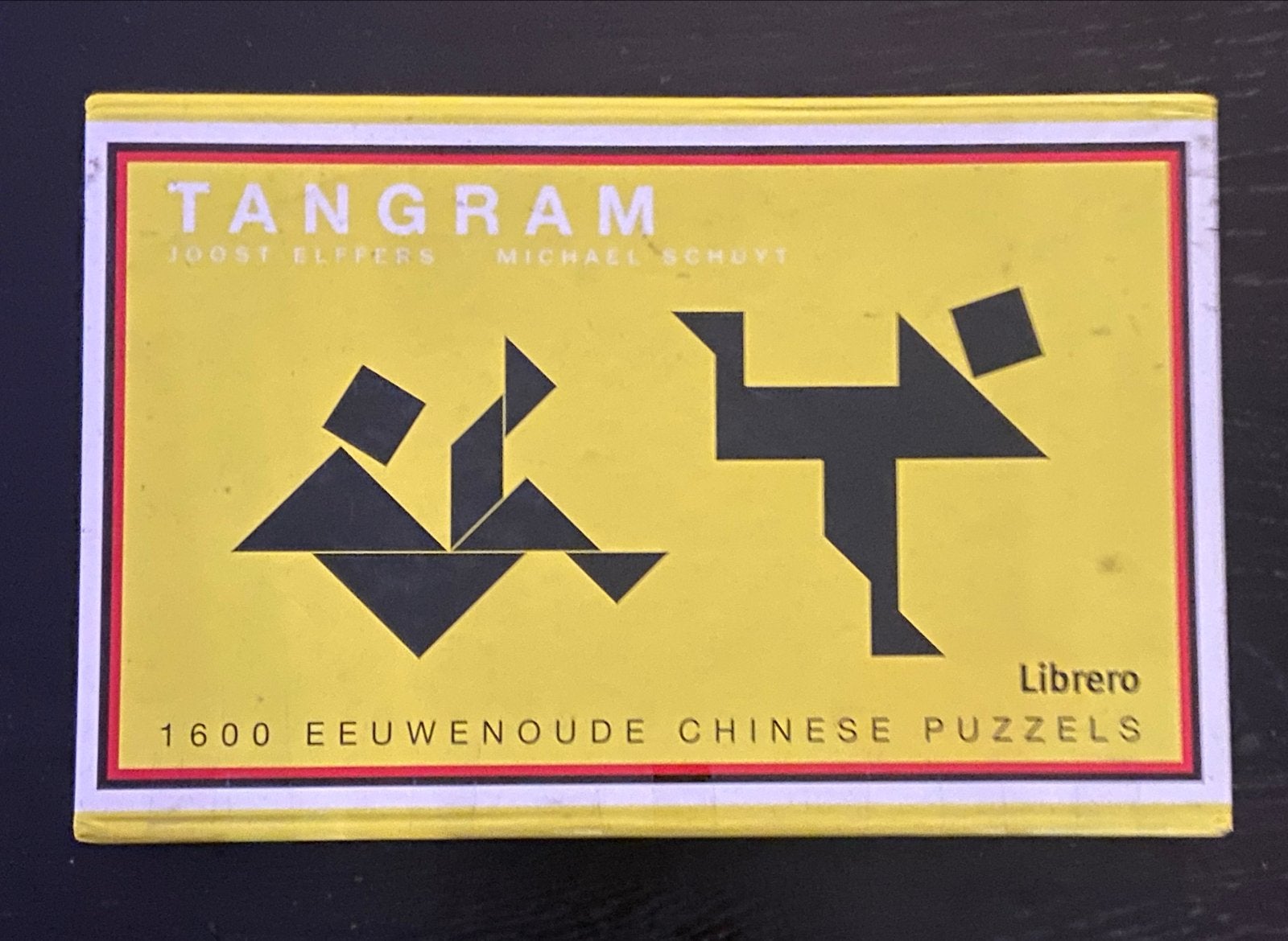 Tangram vormenspel met boek - 1600 Chinese puzzels, Een of twee spelers, Ophalen of Verzenden, Zo goed als nieuw