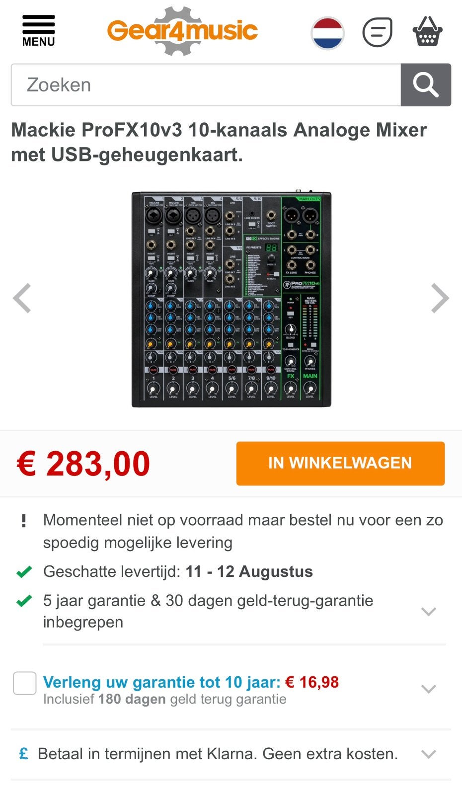 Mackie ProFX10v3 10-kanaals Analoge Mixer met USB - Nieuw, Muziek en Instrumenten, Ophalen, Nieuw, 5 tot 10 kanalen, Microfooningang