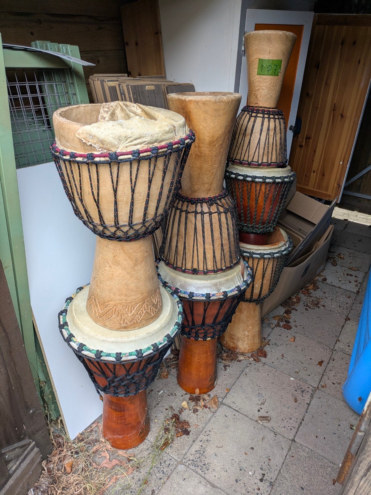 7 Djembe's - Verschillende Maten - Opknappers, Ophalen, Gebruikt, Overige merken