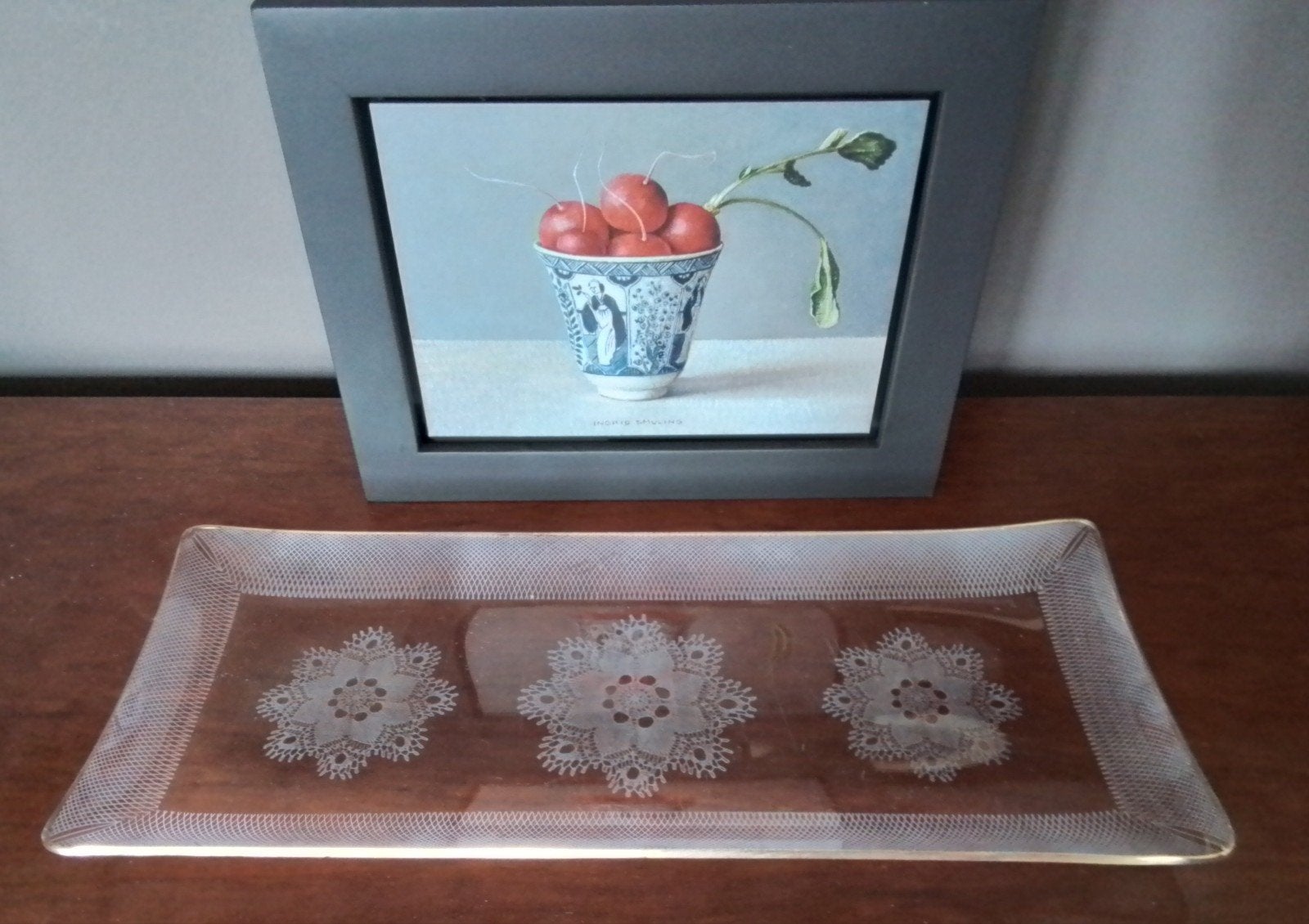 Fraaie Vintage Mid Century Cakeschaal met Gouden Rand, Antiek en Kunst, Ophalen of Verzenden