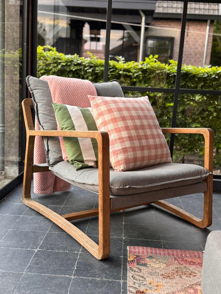 Comfortabele houten fauteuil Hoffz Sober Landelijk, 2 zitplaatsen, Ophalen of Verzenden, Zo goed als nieuw, Stoel