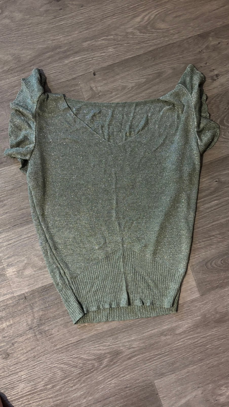 Mint-groen glitter v-hals shirtje, Ophalen of Verzenden, Zo goed als nieuw, Groen