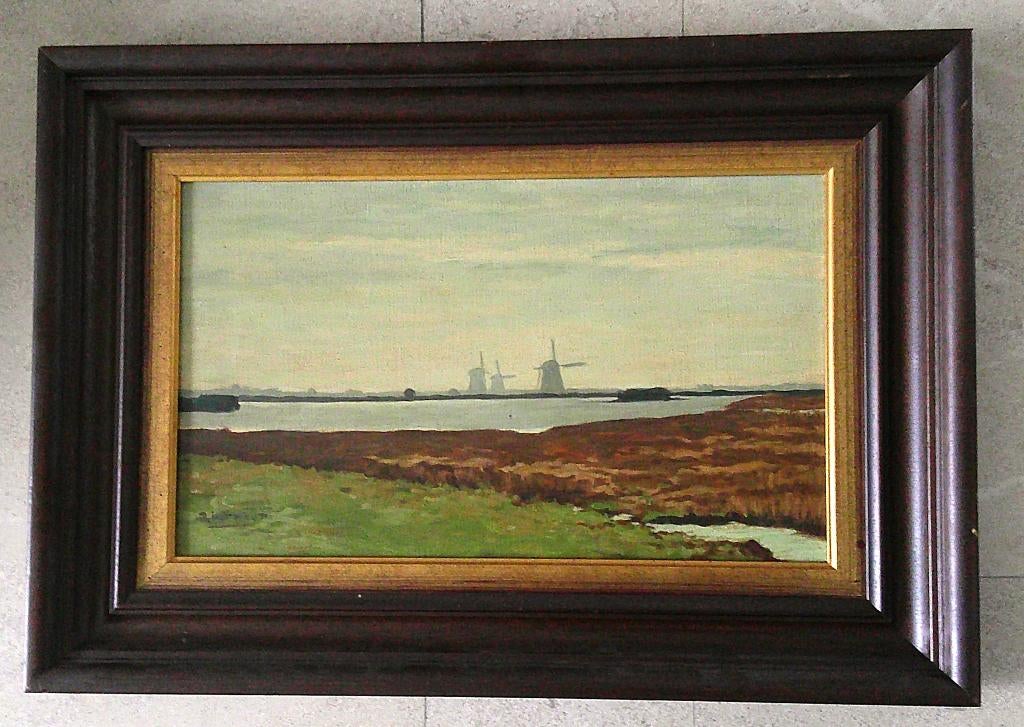 Zoeterwoude - Noord Aa met 3 molens 1981 - R. in 't Hout, Antiek en Kunst, Kunst | Schilderijen | Klassiek, Ophalen of Verzenden