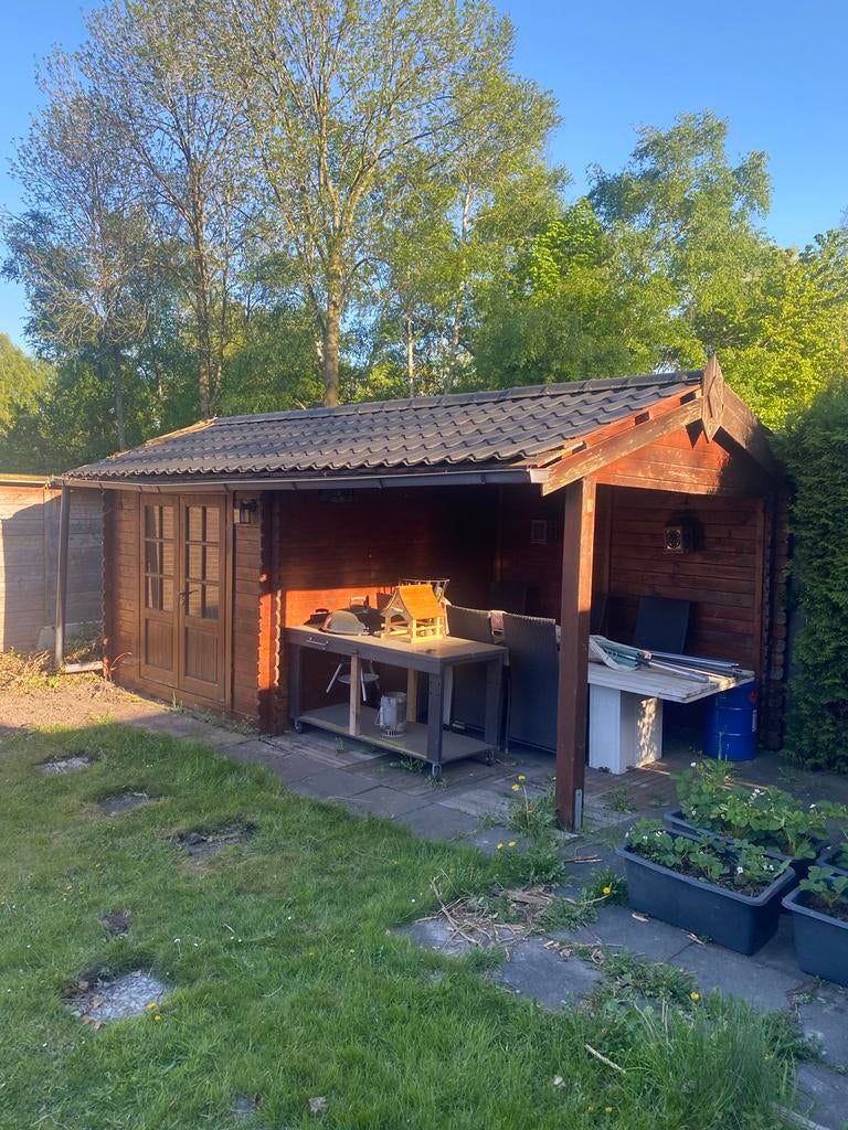 Tuinhuis met overkapping, Tuin en Terras, Ophalen, Tuinhuis, 250 tot 500 cm, 2 ramen