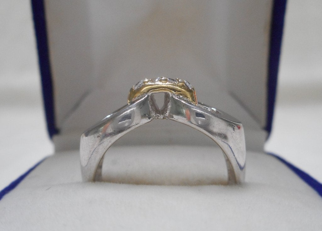 Zilveren bicolor modernist ring maat 18.75 nr.769, Sieraden, Tassen en Uiterlijk, Ringen, 18 tot 19, Verzenden, Zo goed als nieuw