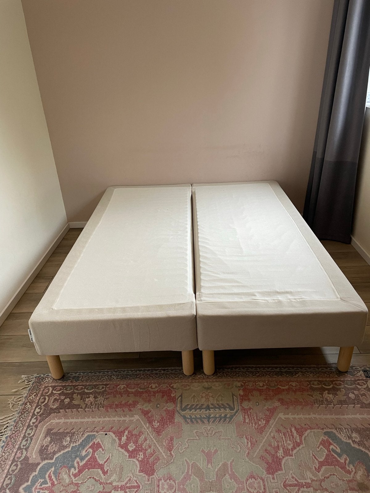 Espevär boxspring matrasbodem 160x200 met hoge en lage poten, Ophalen, Gebruikt, Beige, Tweepersoons