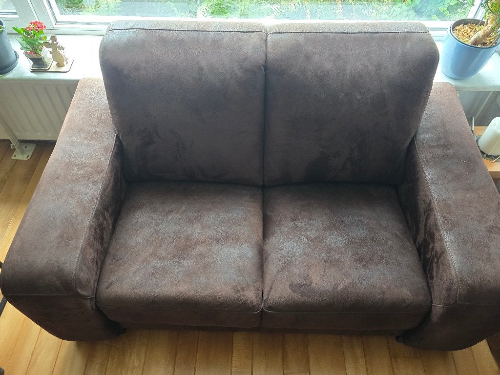Tweezits bank van geruwd leer, Huis en Inrichting, Ophalen, Gebruikt, 150 tot 200 cm, Tweepersoons
