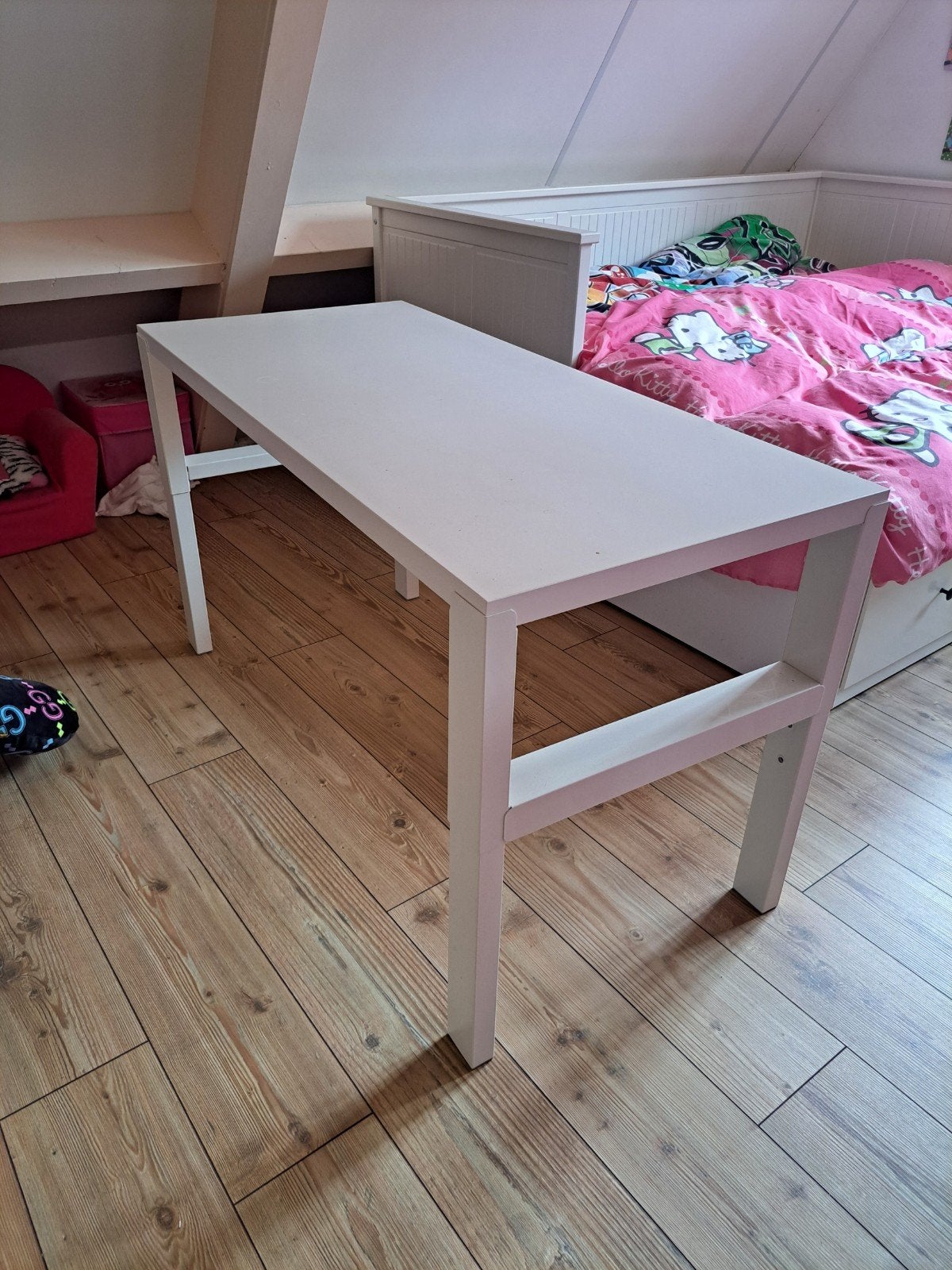 Witte houten tafel - Ideaal voor studie of hobby, Gebruikt, Tot twee personen, Rechthoekig, Overige houtsoorten