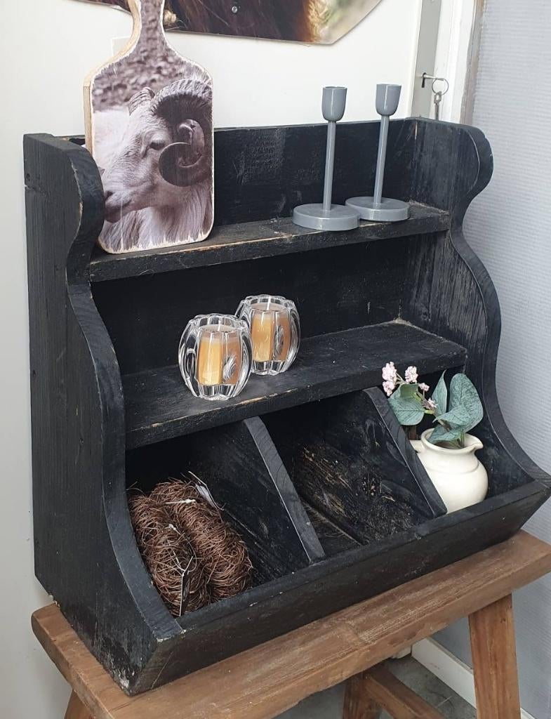 gruttersbak zwart, opbergen, vakkenbak, kastje, Huis en Inrichting, Woonaccessoires | Overige, Zo goed als nieuw, Ophalen