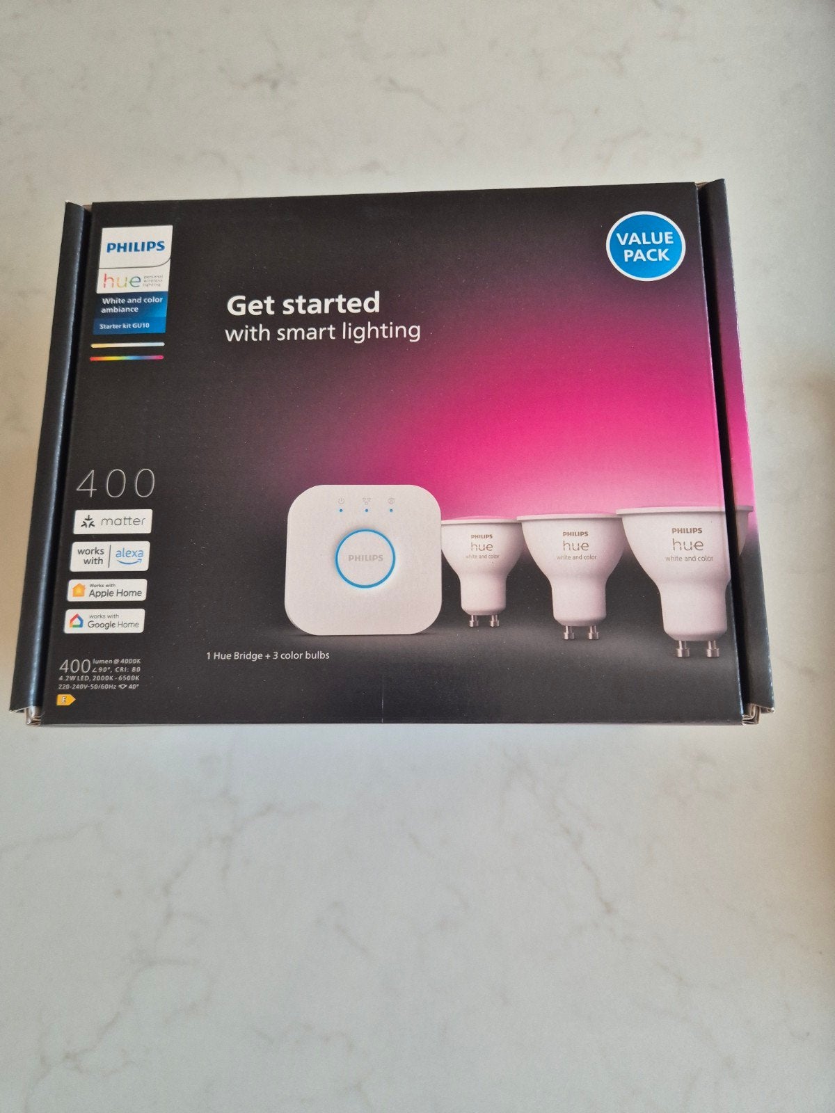 Philips Hue Starterpack GU10 - Smart Verlichting, Ophalen of Verzenden, Nieuw, Modern
