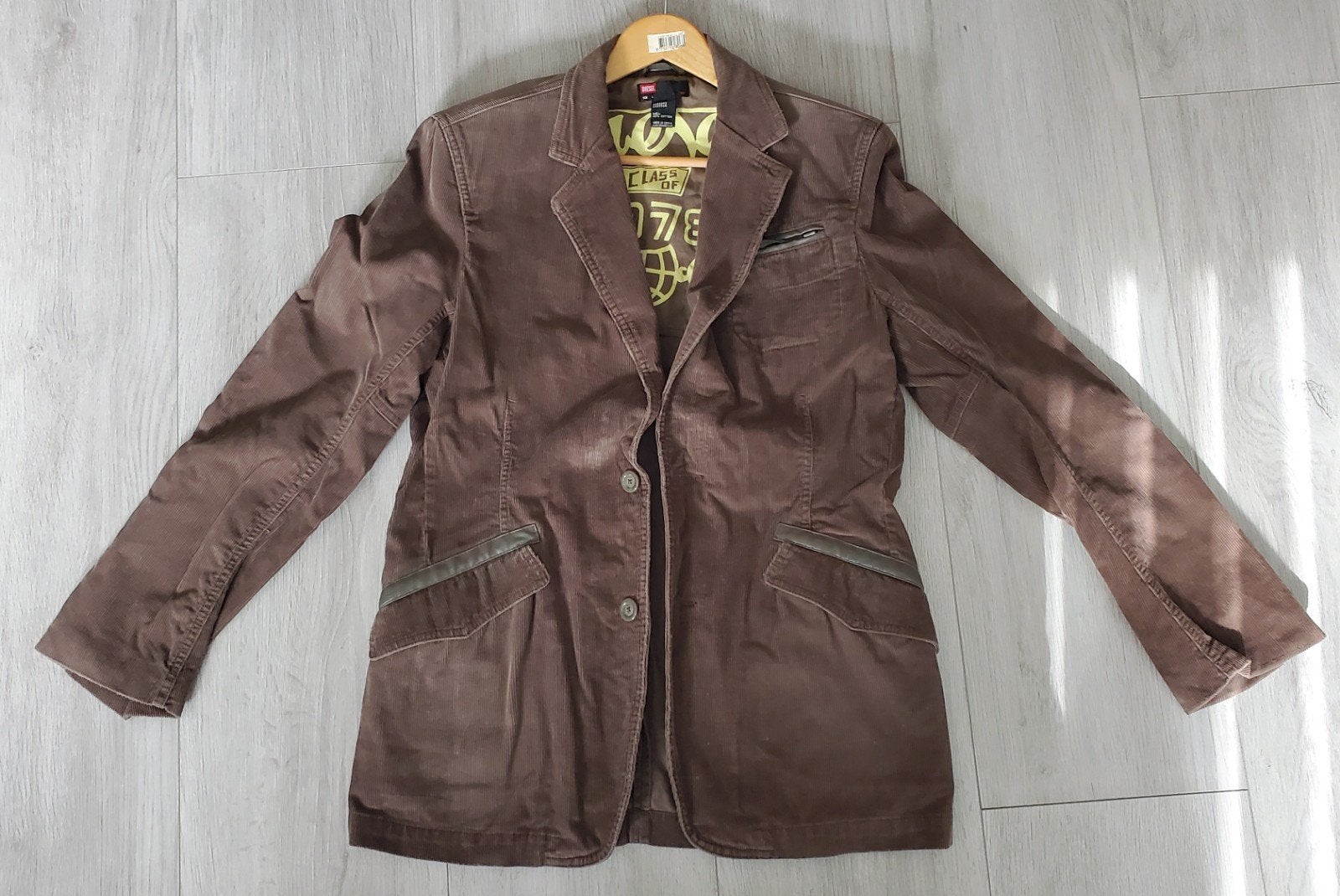 ZGAN Diesel blazer met leren accenten maat L, Kleding | Heren, Kostuums en Colberts, Ophalen, Diesel, Maat 48/50 (M), Beige