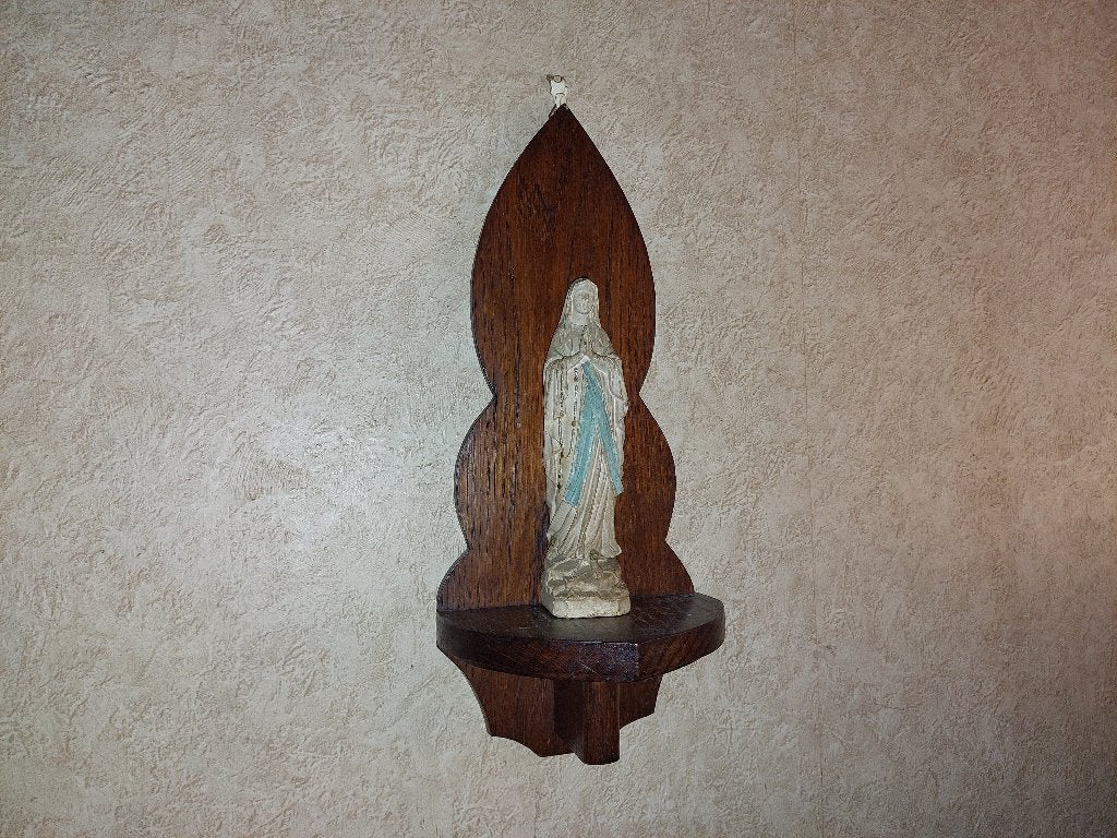 Heilige Maagd Maria / 21 cm. hoog / 2x houten console, Ophalen of Verzenden