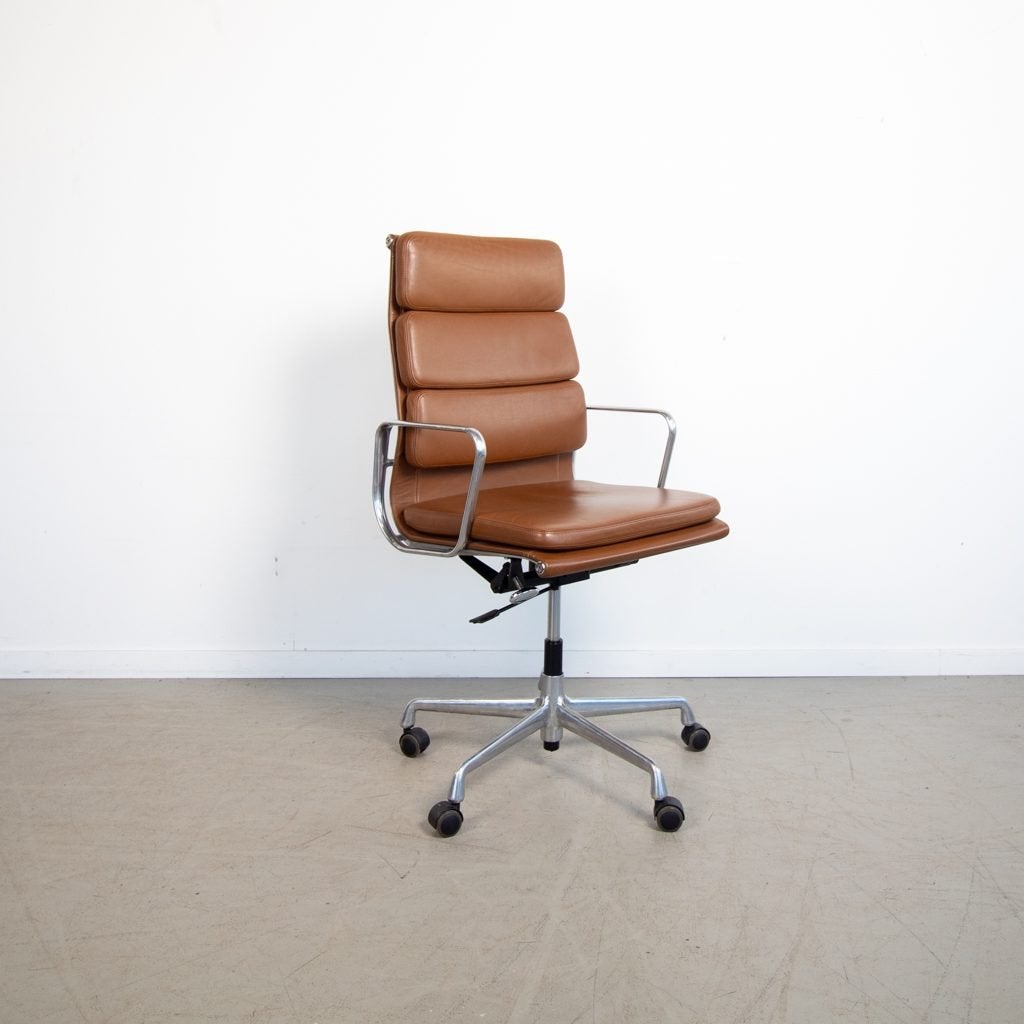 Vitra Eames EA 219 Bureaustoel Camel Leer - Aluminium, Niet ingevuld, Zo goed als nieuw, Niet ingevuld, Niet ingevuld