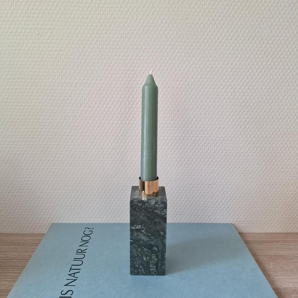 Groene marmeren onyx kandelaar kaarsenhouder, Huis en Inrichting, Overige materialen, Ophalen of Verzenden, Zo goed als nieuw