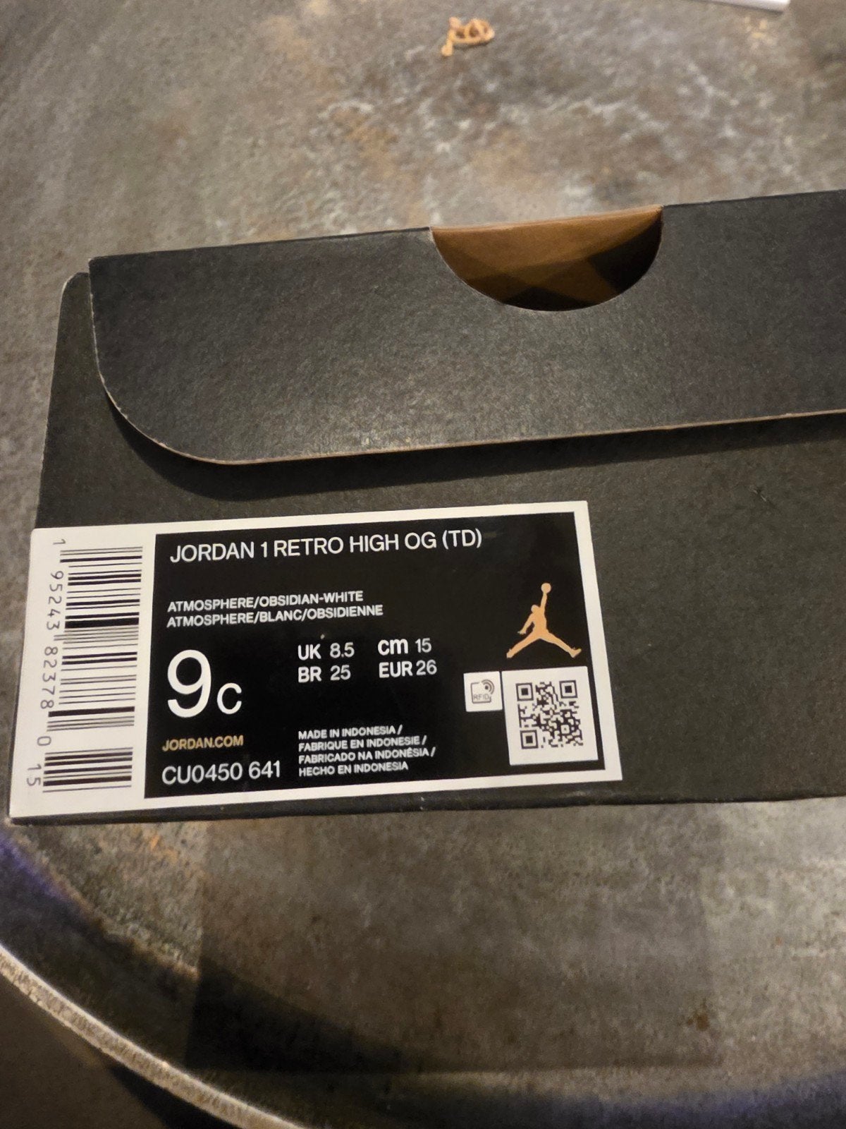Jordan 1 Retro High OG (TD) Atmosphere/Obsidian-White, Nieuw, Ophalen of Verzenden, Jordan, Jongen of Meisje