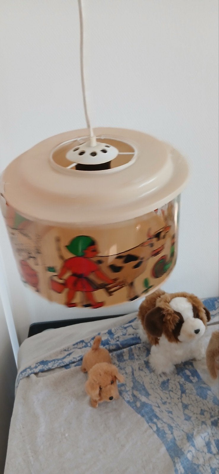 Vintage kinderlamp met boerderijdieren en gnoom spiegel, Ophalen of Verzenden