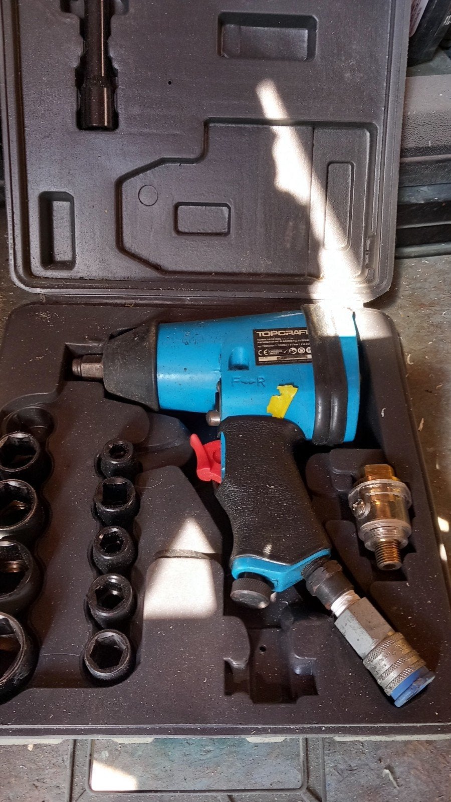 Topcraft Accu slagmoersleutel met doppen set, Ophalen of Verzenden, Gebruikt, Accuboormachine, Overige merken