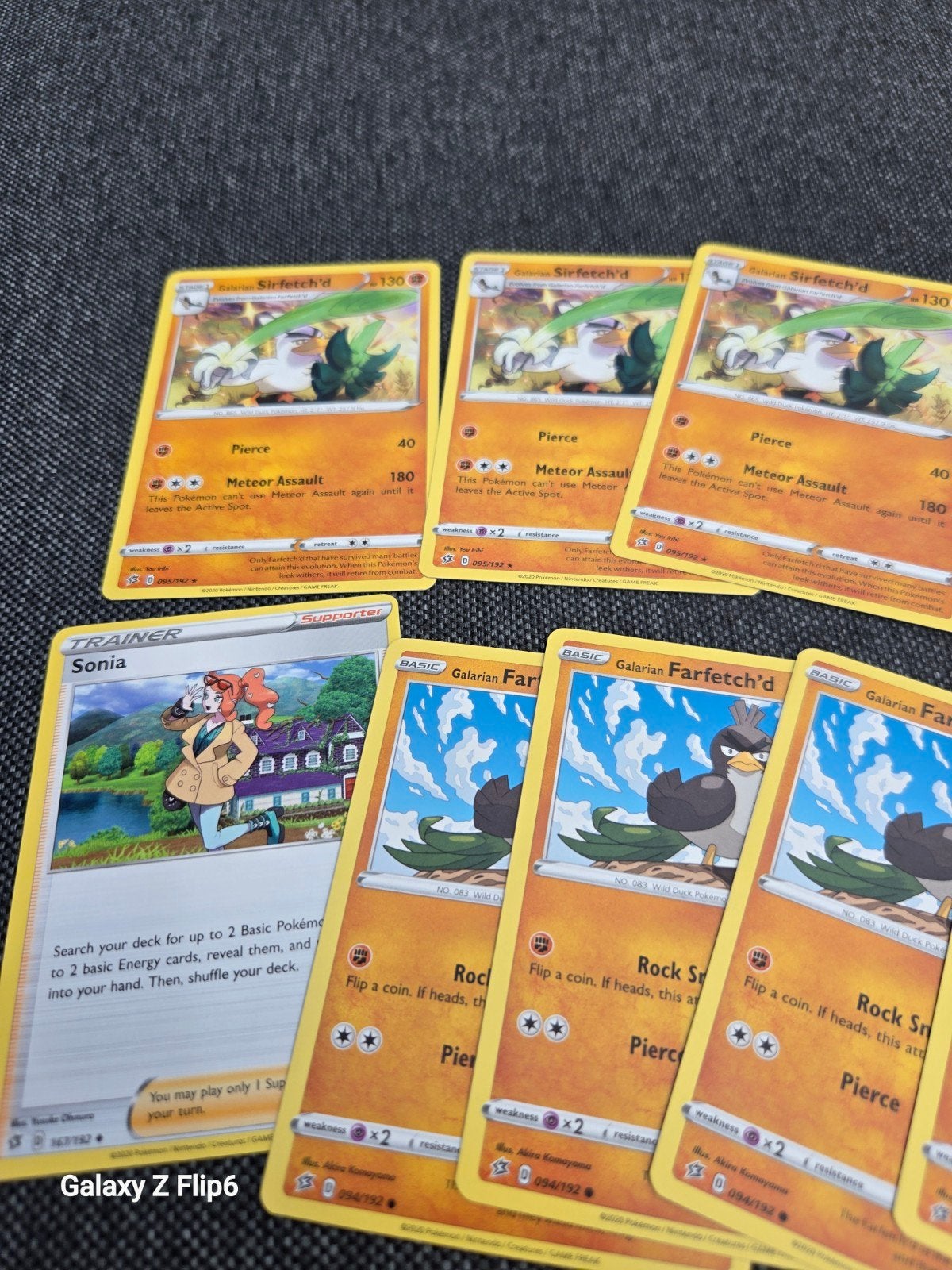 Pokémon Kaarten: Sirfetch'd, Galarian Farfetch'd & Sonia, Ophalen of Verzenden, Gebruikt, Meerdere kaarten