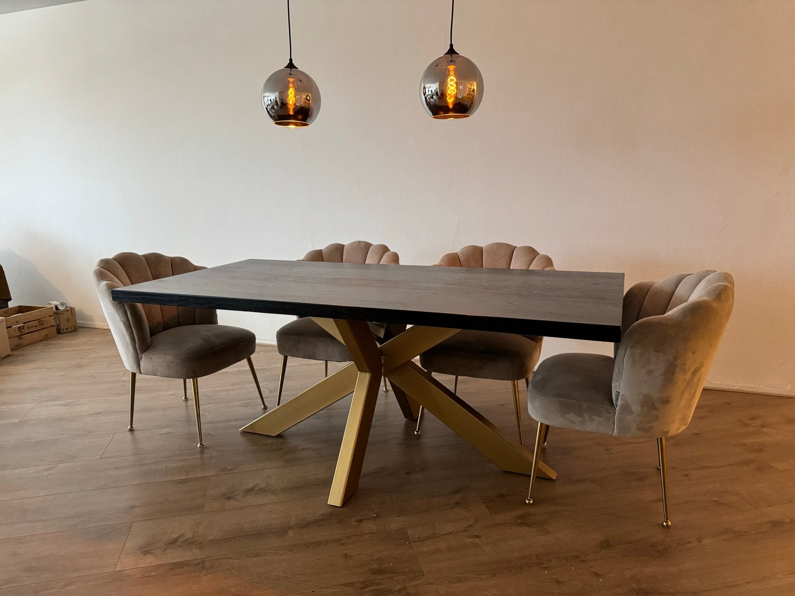 Beige Richmond Pippa stoelen met gouden poot, Ophalen, Gebruikt, Overige kleuren, Stof