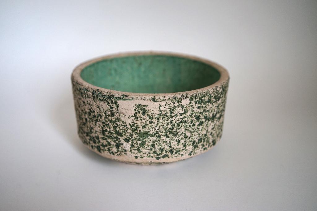 Chamotte berkenbast bloempot pot vintage keramiek aardewerk., Rond, Binnen, Ophalen of Verzenden, Zo goed als nieuw