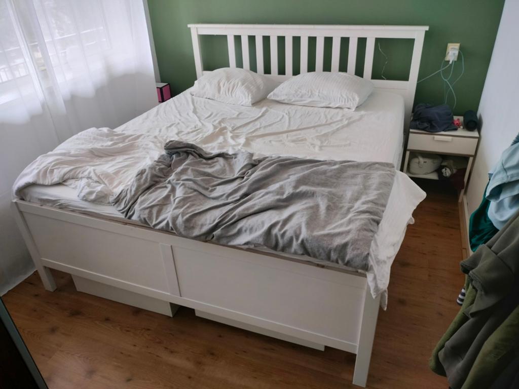 Bed frame ikea 180x200 exclusief lattenbodem, Ophalen, Gebruikt, Wit, Tweepersoons
