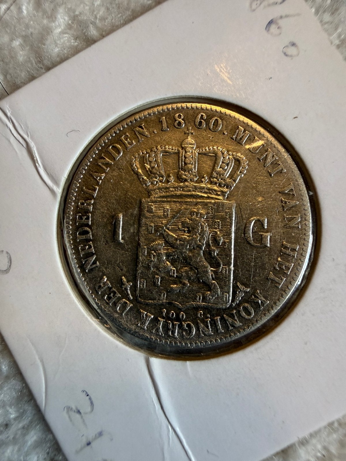 Gulden 1860 Willem III, 1 gulden, Koning Willem III, Zilver, Ophalen of Verzenden