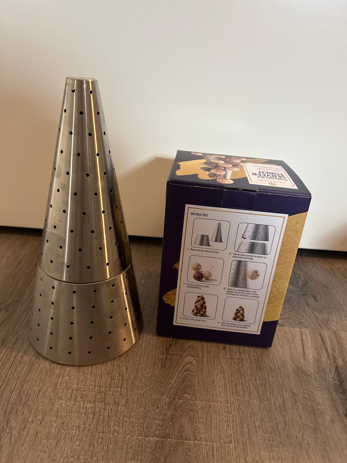 Gebaks- of snacktoren van Albert Heijn Excellent, Overige typen, Zilver, Ophalen of Verzenden, Zo goed als nieuw
