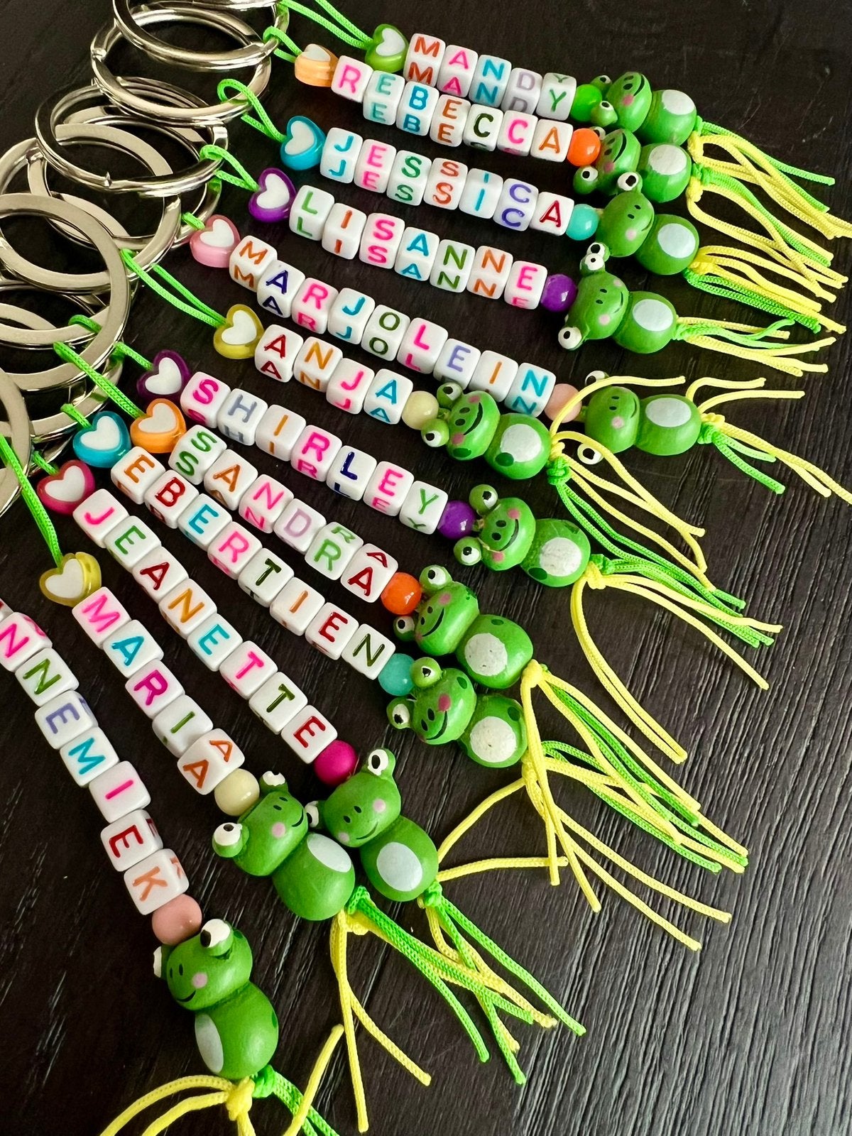 Kikker gelukshanger met naam -trakteren-bedankjes, Verzamelen, Sleutelhangers, Ophalen of Verzenden, Nieuw, Dier of Natuur