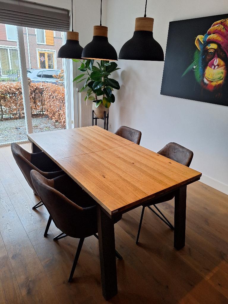 XOOON eettafel eiken 90x160 (uitklapbaar 90x220), Huis en Inrichting, Tafels | Eettafels, Ophalen, Gebruikt, Eikenhout, 50 tot 100 cm