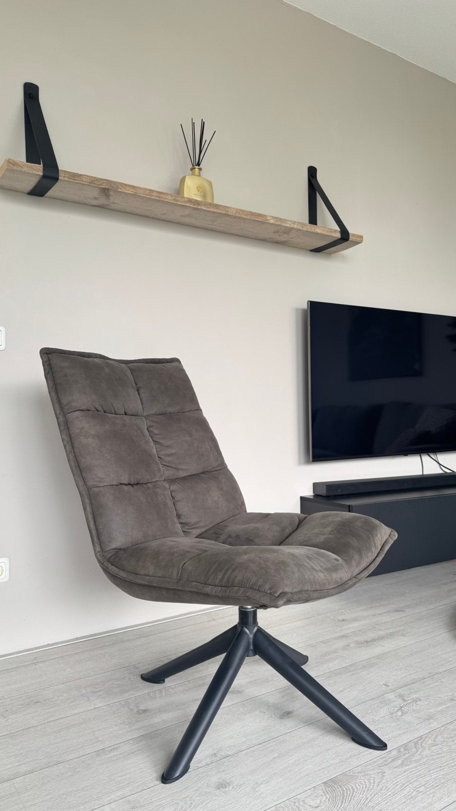 Draaifauteuil antraciet, Huis en Inrichting, Fauteuils, Ophalen, Minder dan 75 cm, Zo goed als nieuw, 50 tot 75 cm