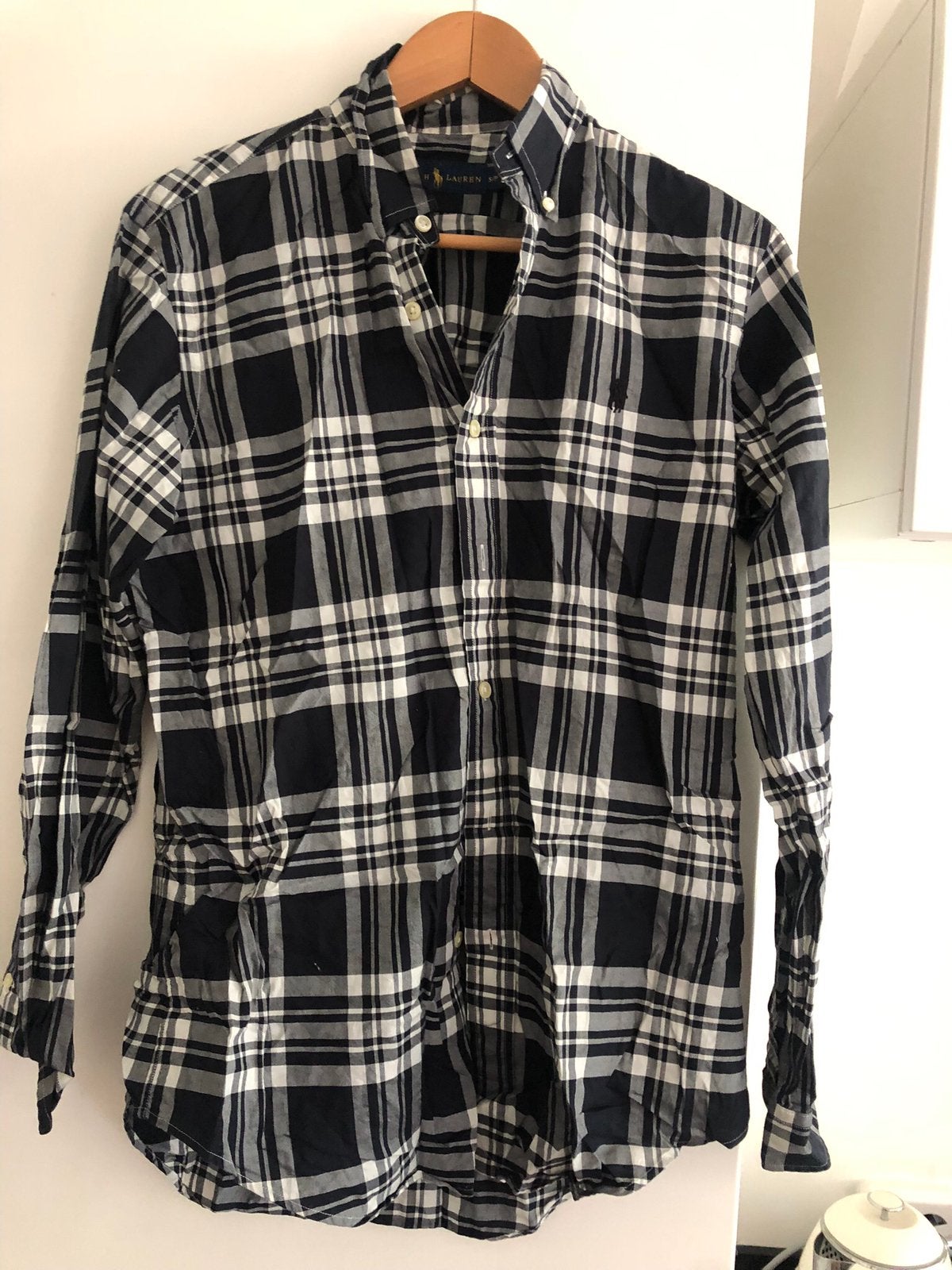 Herenoverhemd Ralph Lauren S zwart wit, Ophalen of Verzenden, Zo goed als nieuw, Zwart