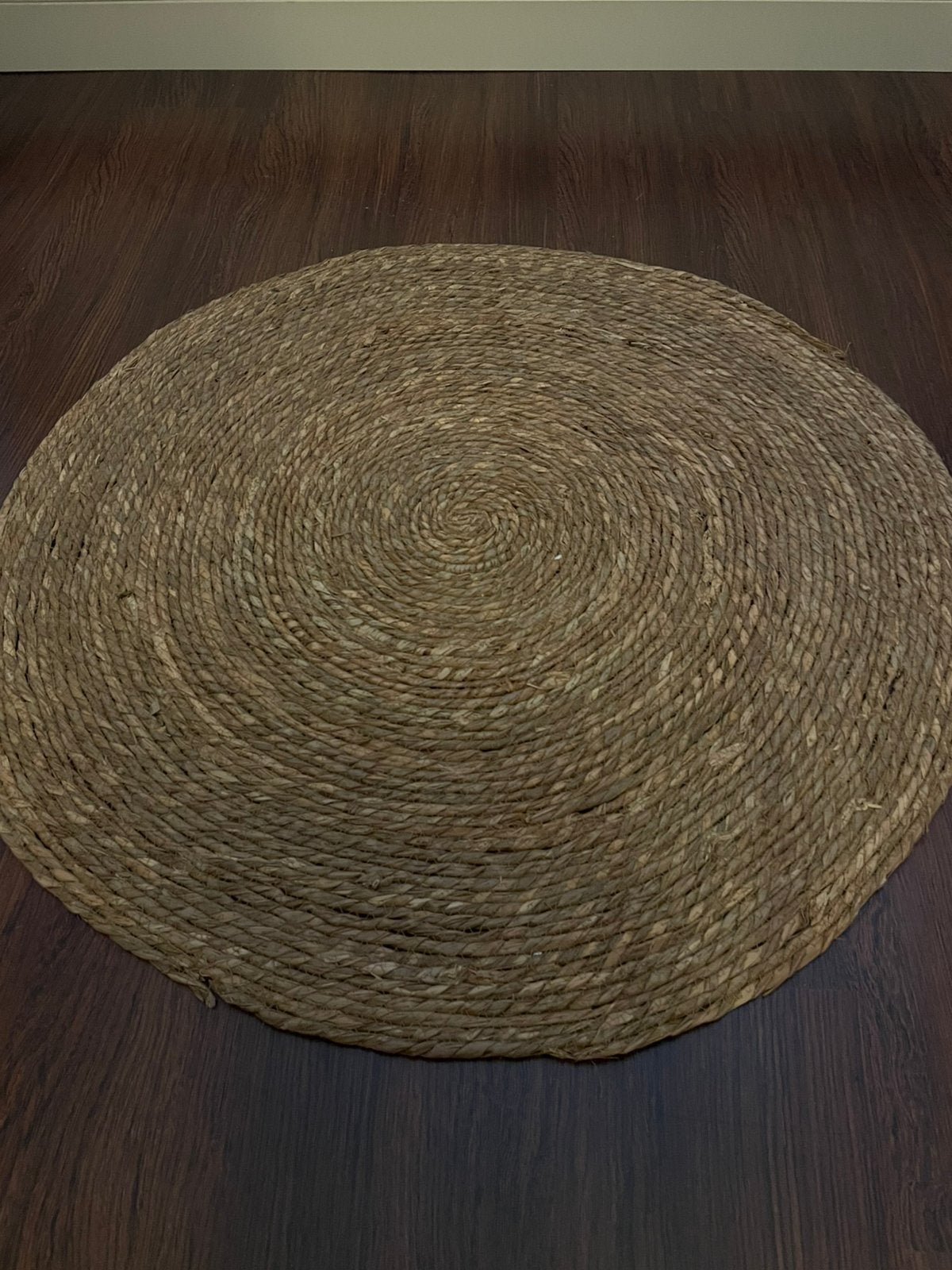 Jute beige vloerkleed rond, Ophalen, Zo goed als nieuw, Rond, 50 tot 100 cm