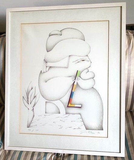 figuur met 3-hoek '78 - Jörg Remé (geboren 1941), Antiek en Kunst, Kunst | Litho's en Zeefdrukken, Portret en Figuren, Ophalen of Verzenden