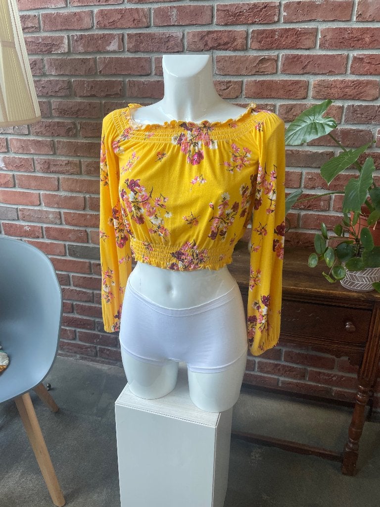 Gele Croptop met Lange Mouw - H&M Divided (XS), Ophalen of Verzenden, Zo goed als nieuw, Lange mouw, Maat 34 (XS) of kleiner