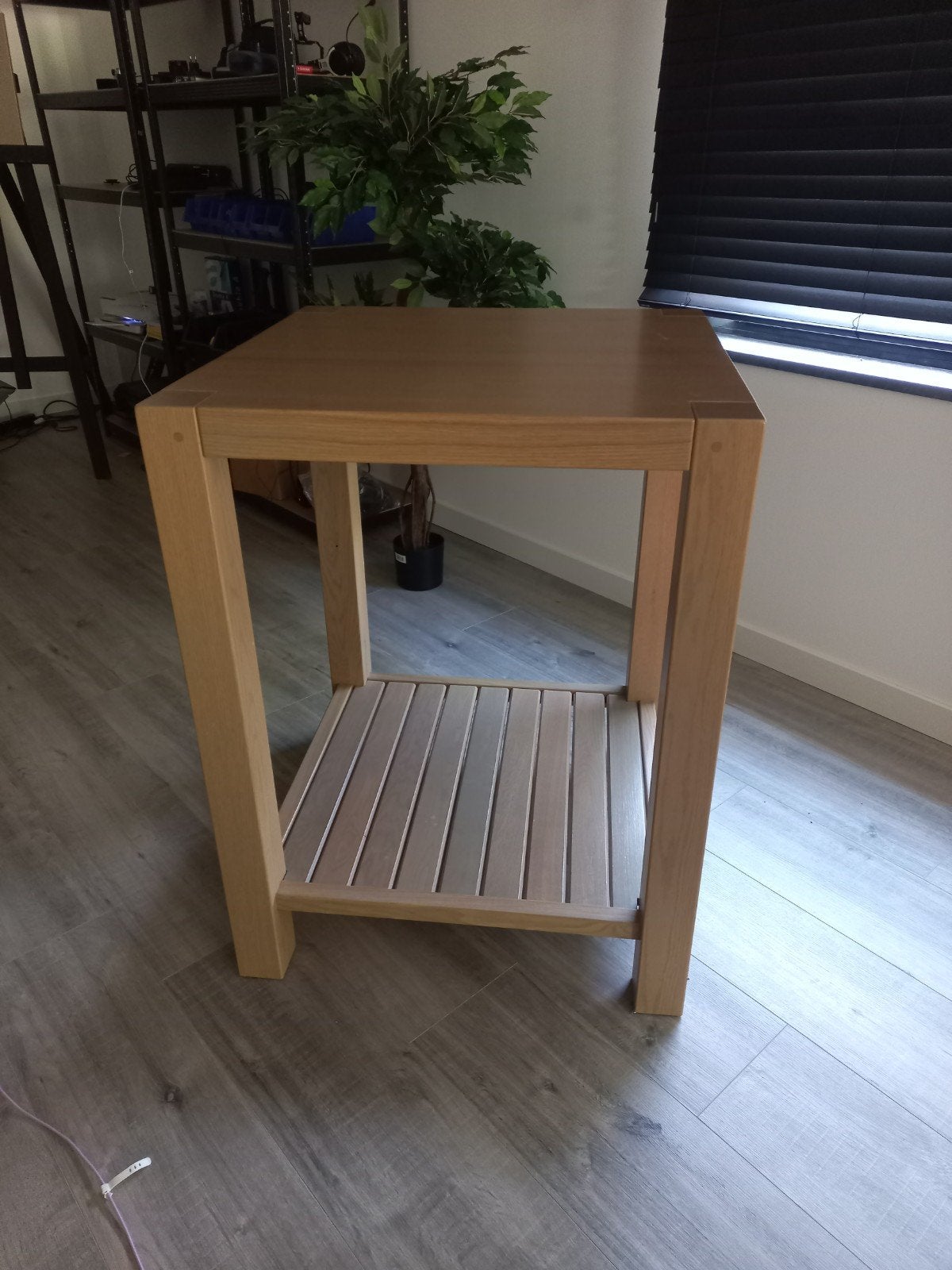 Eiken houten statafel 100cm hoog 76x76, Huis en Inrichting, Tafels | Bijzettafels, Ophalen, Gebruikt, Vierkant, Eiken hout