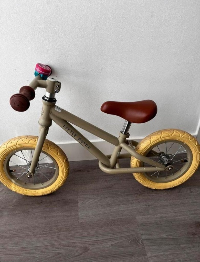 Little Dutch Loopfiets Olijfgroen 12 inch, Ophalen, Zo goed als nieuw, Loopfiets