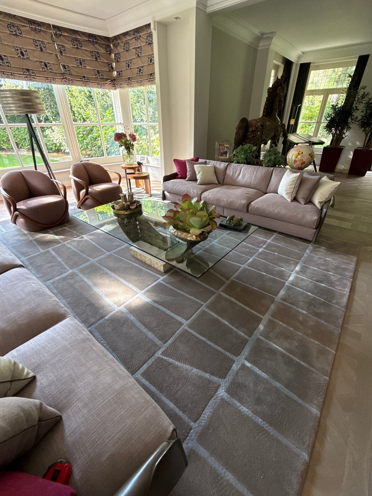 Groot Vloerkleed merk MID, Huis en Inrichting, Ophalen, Gebruikt, 200 cm of meer, Grijs