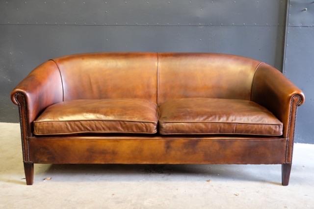Moderne Engelse Design bank, Ophalen, Zo goed als nieuw, Leer, 75 tot 100 cm