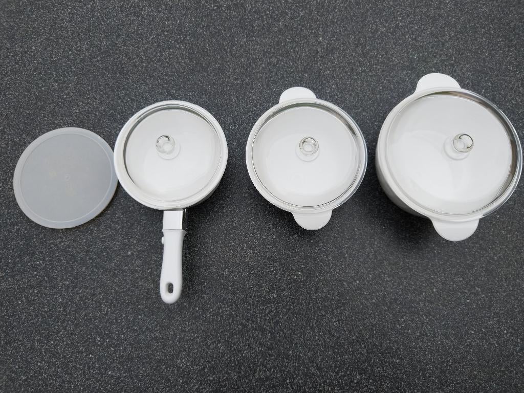 Nieuw 3 Arcoflame schalen met glazen deksel, Huis en Inrichting, Overige typen, Ophalen of Verzenden, Nieuw, Wit