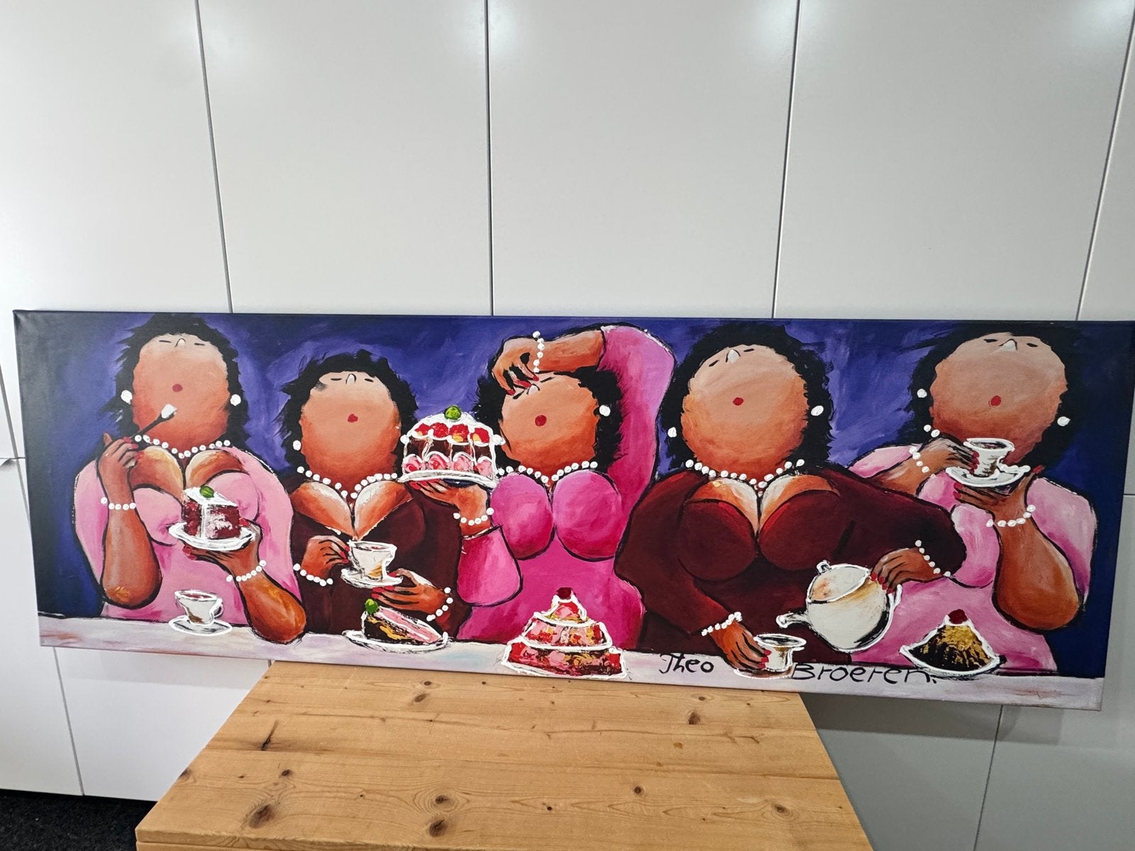 Giclée op canvas "Lekkere Desserts" van Theo Broeren, Ophalen, Figuren, Giclée, Op houten frame