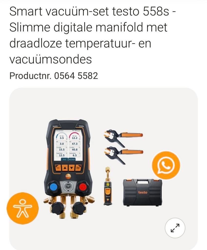 Testo 558s Smart vacuüm-set met draadloze sondes, Ophalen of Verzenden, Gebruikt, Overige meters