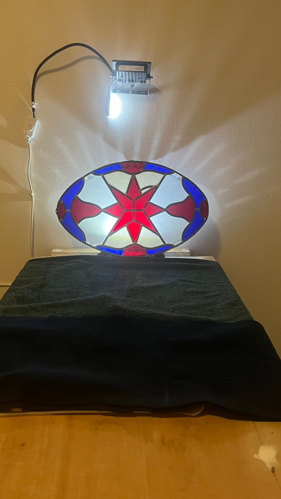 Handgemaakt Glas&lood lamp ontworpen voor plafond/ wand, Ophalen of Verzenden, Zo goed als nieuw, Glas