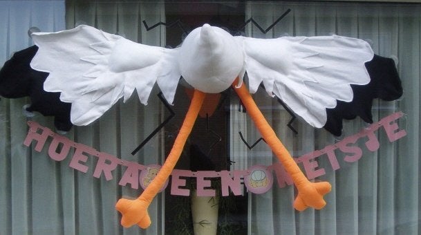 Nieuwe 3d-ooievaar 150 cm te koop of huur, geboortebord,, Kinderen en Baby's, Kraamcadeaus en Geboorteborden, Nieuw, Geboortebord