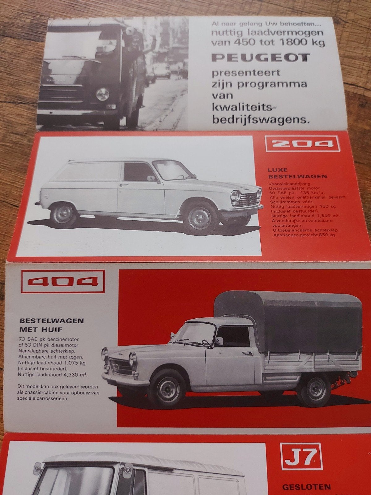 1972 kleine Peugeot bestelwagen folder o.a 404, Ophalen of Verzenden, Zo goed als nieuw, Peugeot