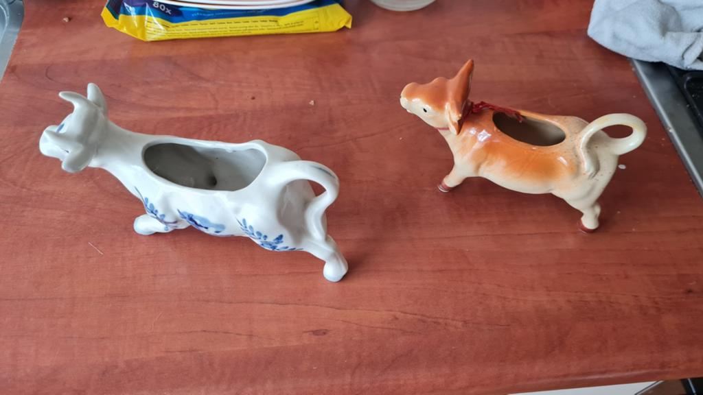 Set van 2 antieke koeien roomkannetjes - Delfts Blauw & brui, Antiek en Kunst, Ophalen