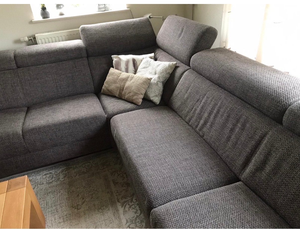 Gratis gebruikte hoekbank met verstelbare hoofdsteunen, Huis en Inrichting, Banken | Bankstellen, Ophalen, 250 tot 300 cm, Gebruikt