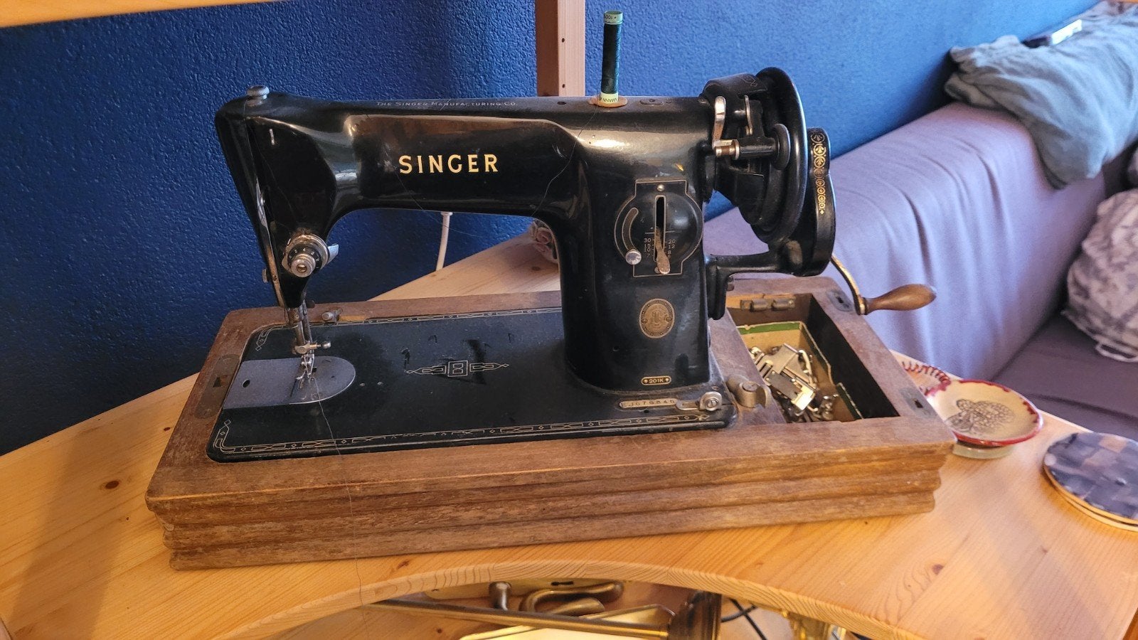 Antieke Singer Naaimachine - Handbediend, Ophalen, Gebruikt, Naaimachine, Singer