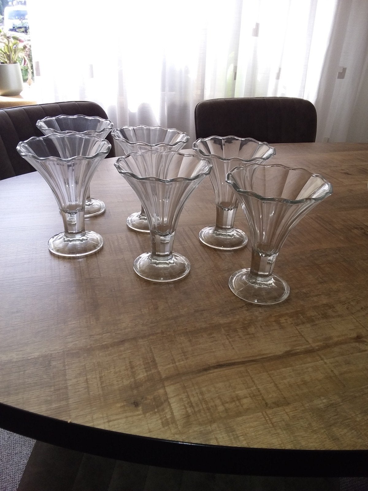 Set van 6 vintage glazen ijscoupes, Huis en Inrichting, Glas of Glazen, Gebruikt, Vintage, Ophalen of Verzenden