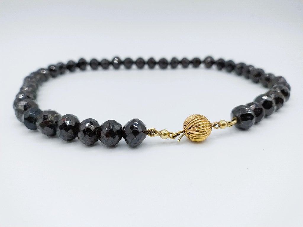 Granaten ketting met gouden bolslot, 43 cm, Verzenden, Goud, Ketting